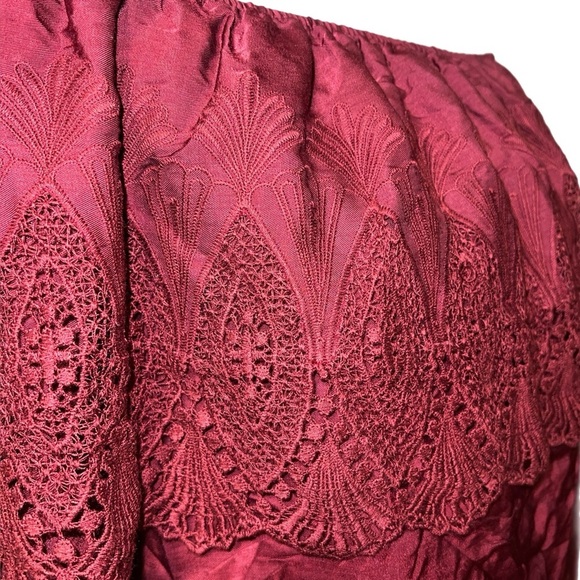 Honey Belle - Red Lace Trim - Cropped Off the Shoulder Top - NWT - Size Small - Picture 5 of 11